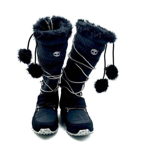 Timberland Kids T7 T8 Faux Fur Tall Winter Snow Boots - Picture 1 of 9